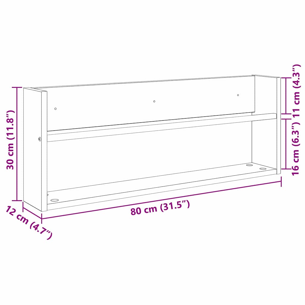 Scaffale per riviste Legno vecchio 80 x 12 x 30 cm | homemem39