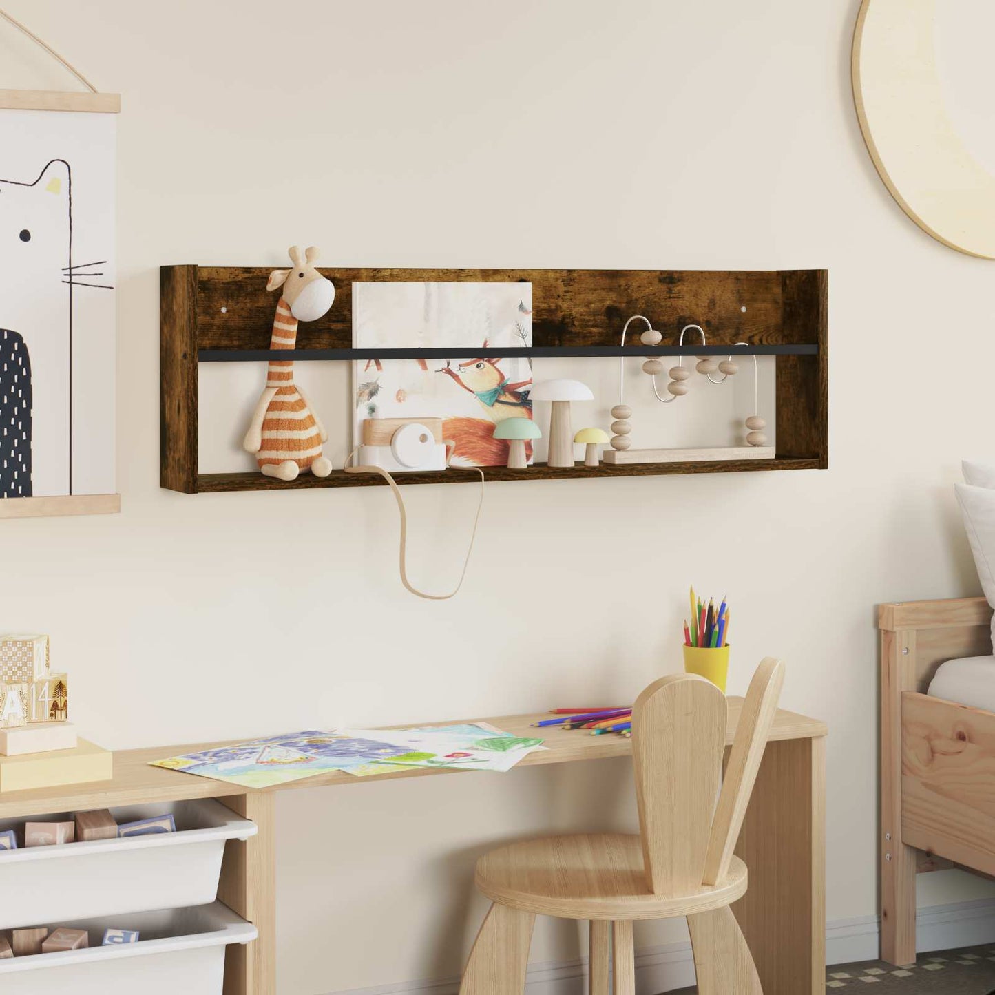 Scaffale per riviste Rovere fumé 100 x 12 x 30 cm