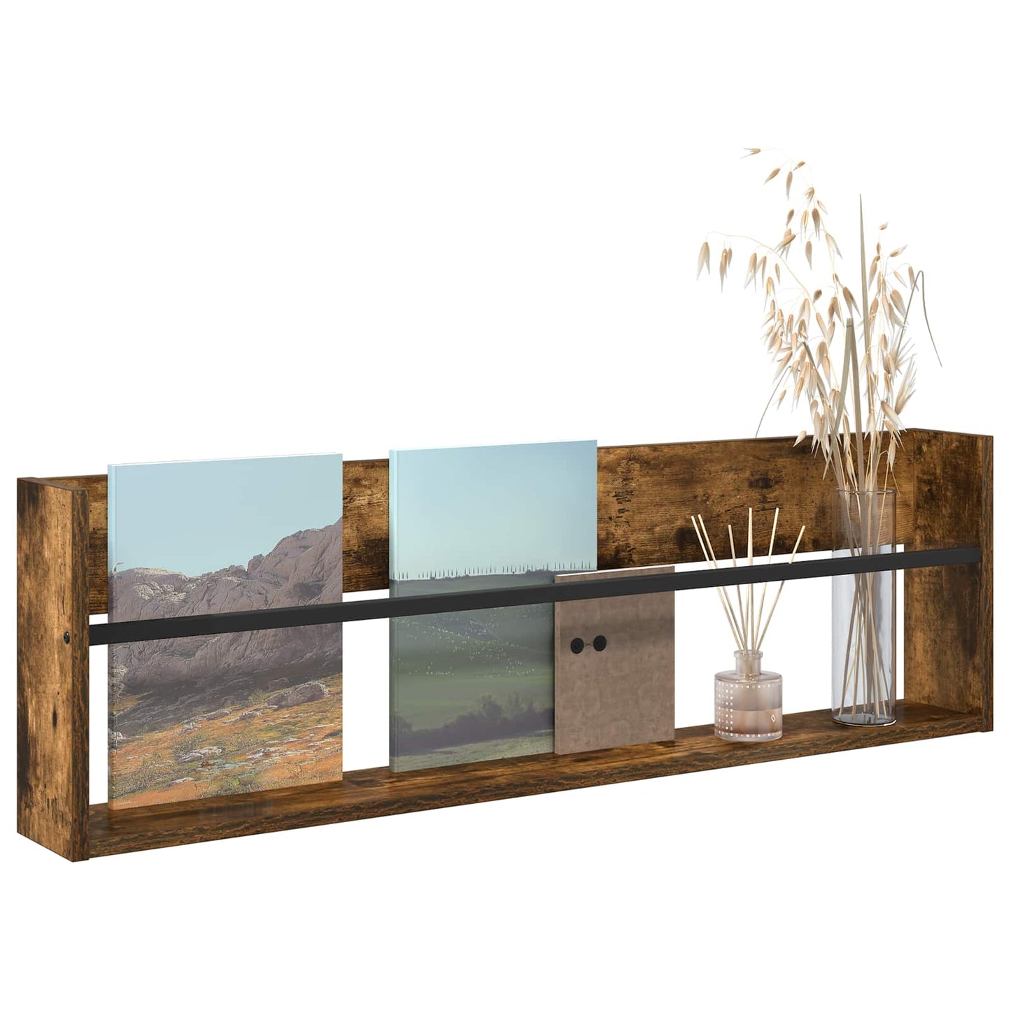 Scaffale per riviste Rovere fumé 100 x 12 x 30 cm