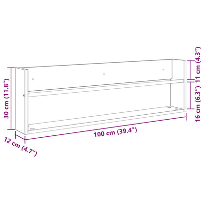 Scaffale per riviste Rovere fumé 100 x 12 x 30 cm | homemem39
