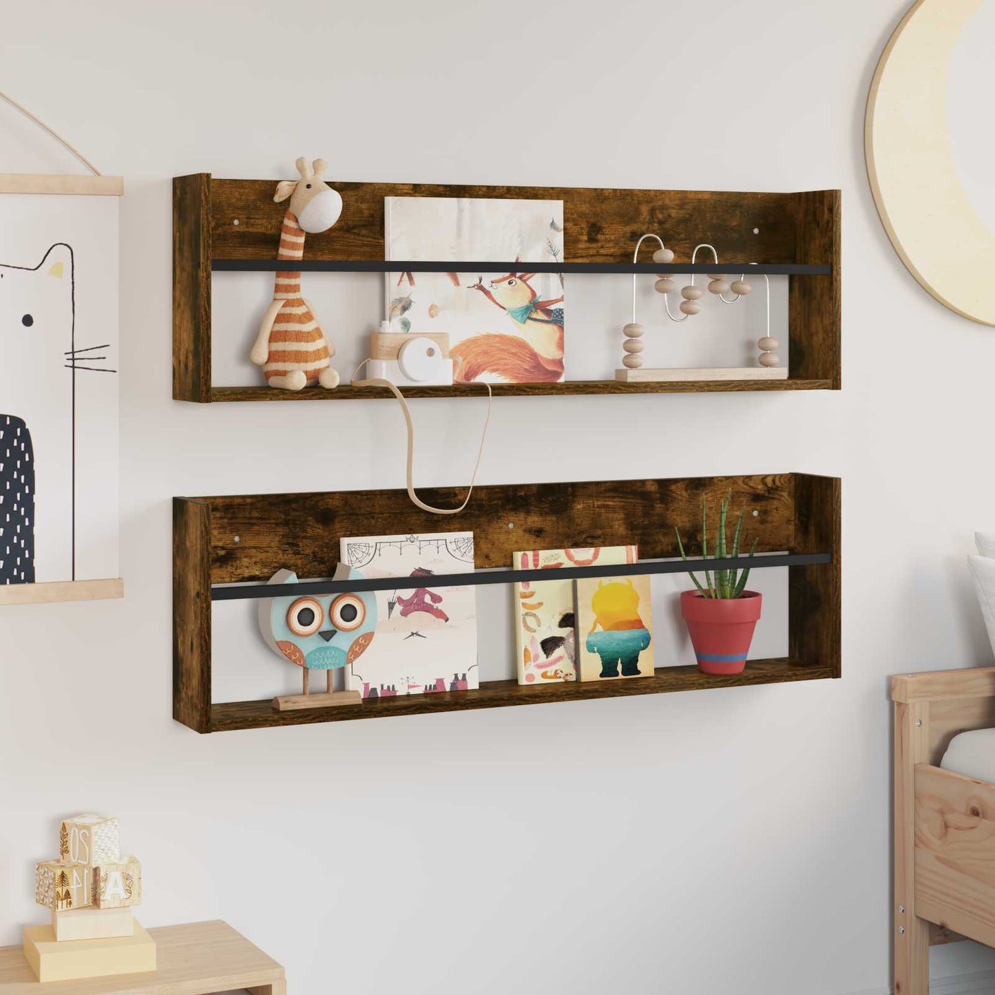 Scaffale per riviste 2 pcs Rovere fumé 100 x 12 x 30 cm