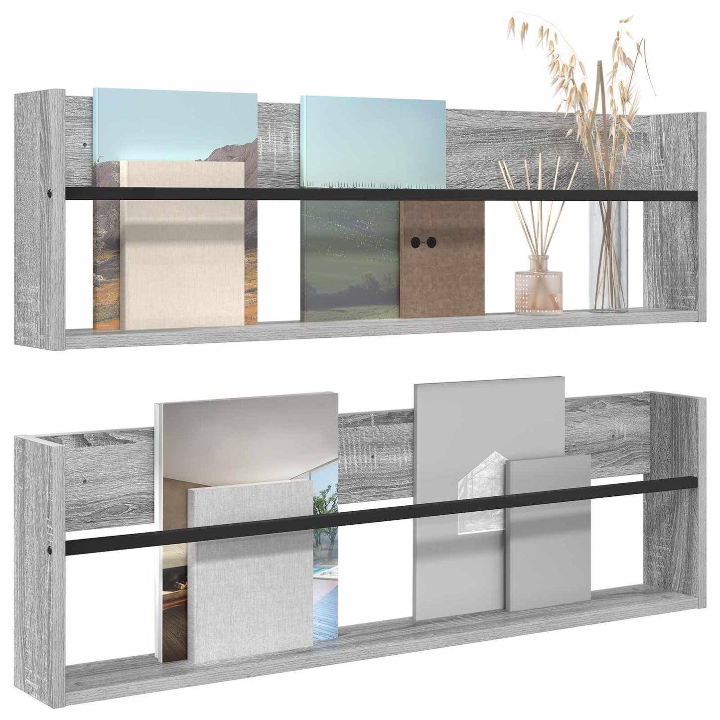 Scaffale per riviste 2 pcs Grigio Sonoma 100 x 12 x 30 cm