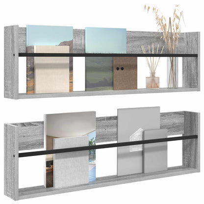 Scaffale per riviste 2 pcs Grigio Sonoma 100 x 12 x 30 cm