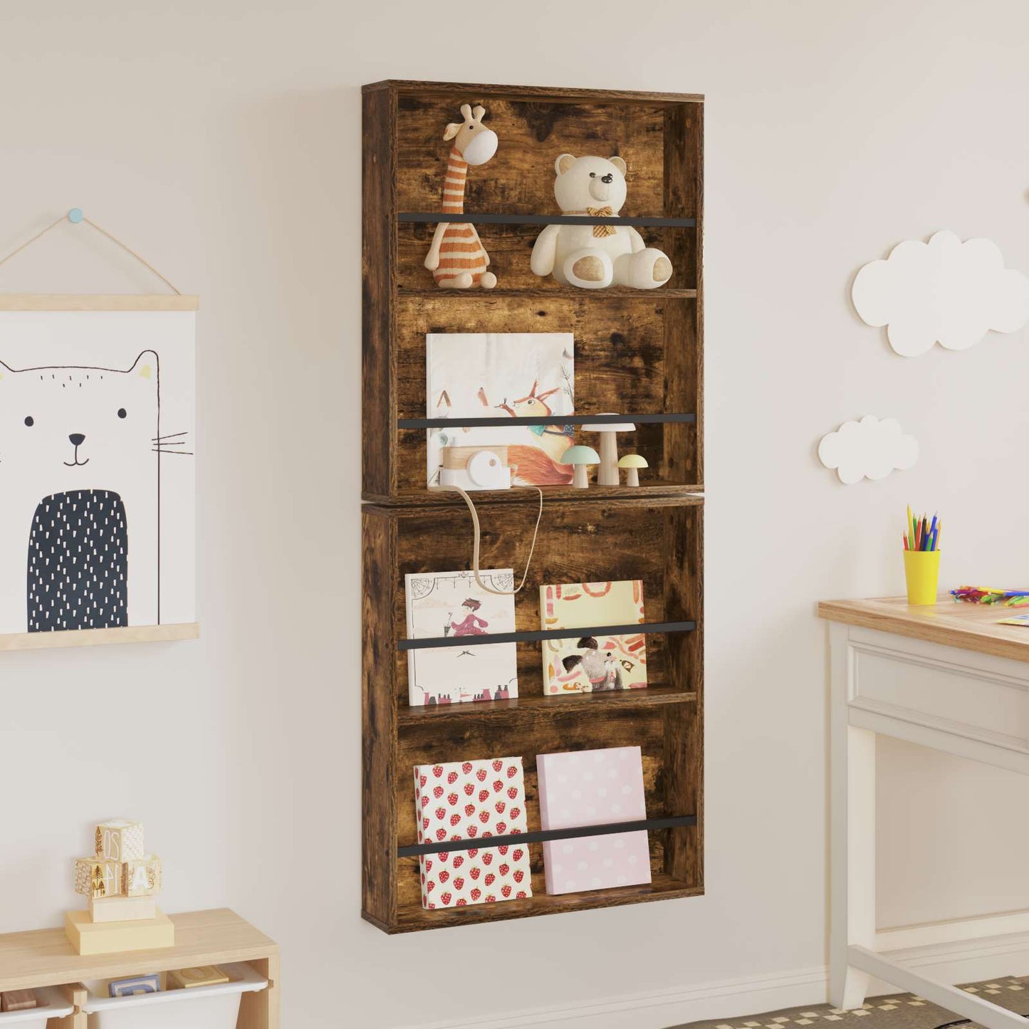 Scaffale per riviste 2 pcs Rovere fumé 60 x 12 x 70 cm