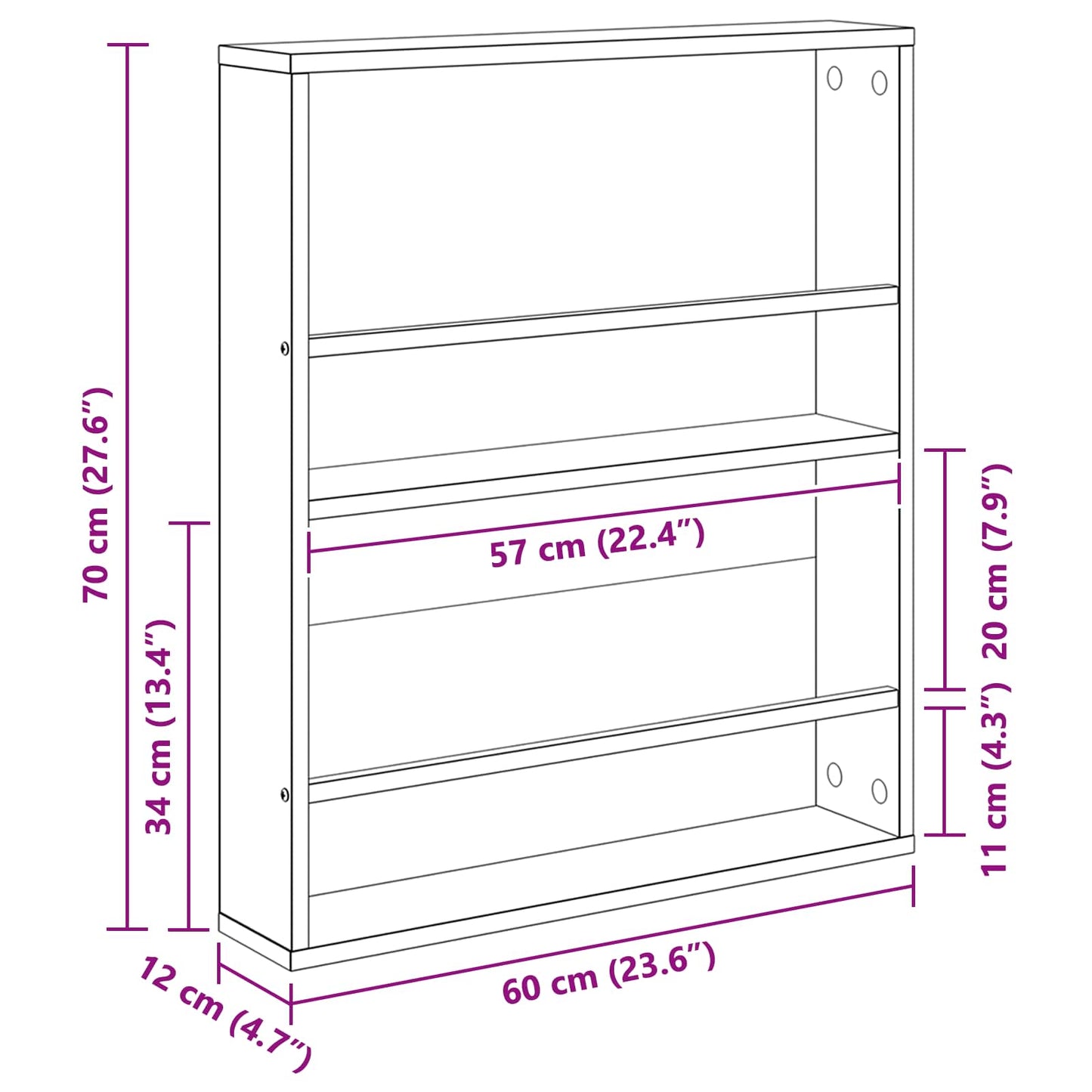 Scaffale per riviste Grigio Sonoma 60 x 12 x 70 cm | homemem39