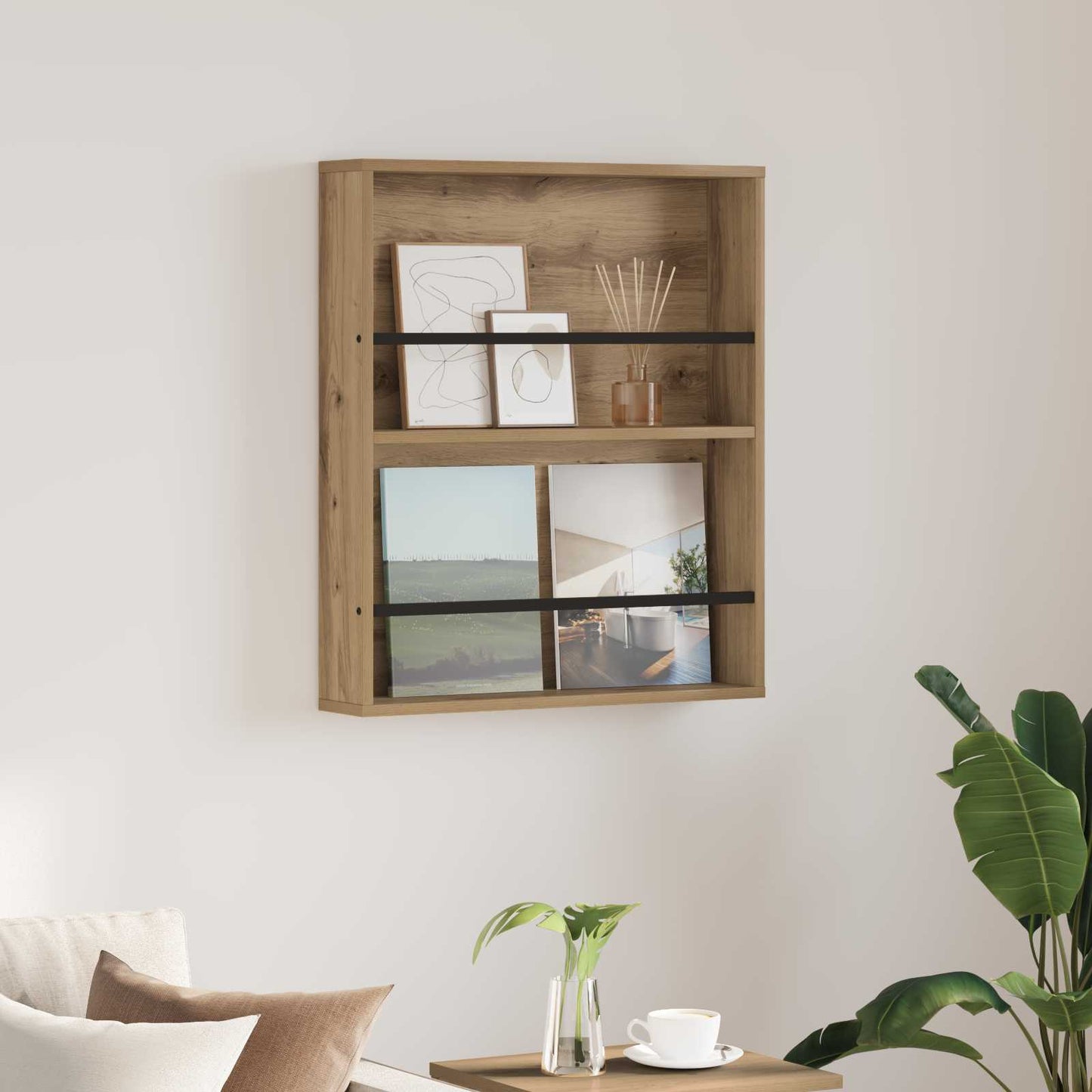 Scaffale per riviste Rovere artigianale 60 x 12 x 70 cm