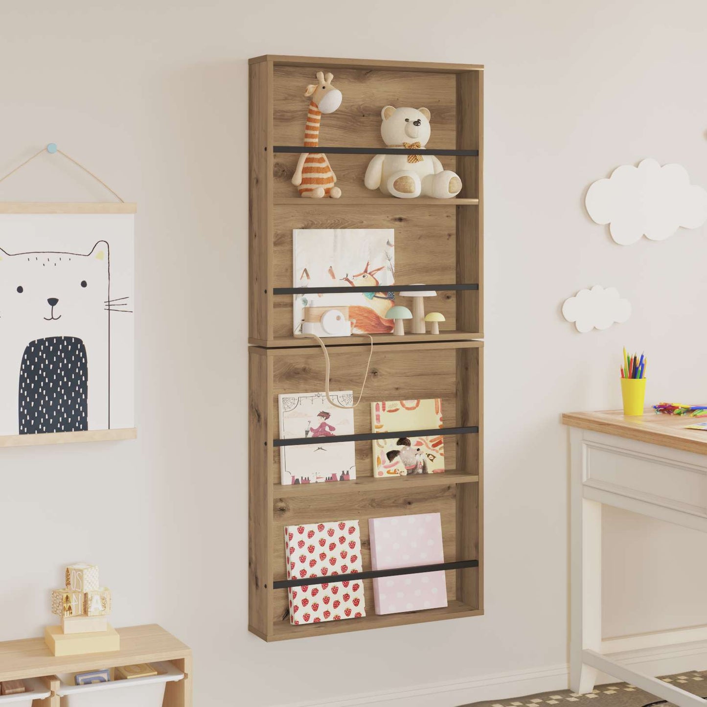 Scaffale per riviste 2 pcs Rovere artigianale 60 x 12 x 70 cm