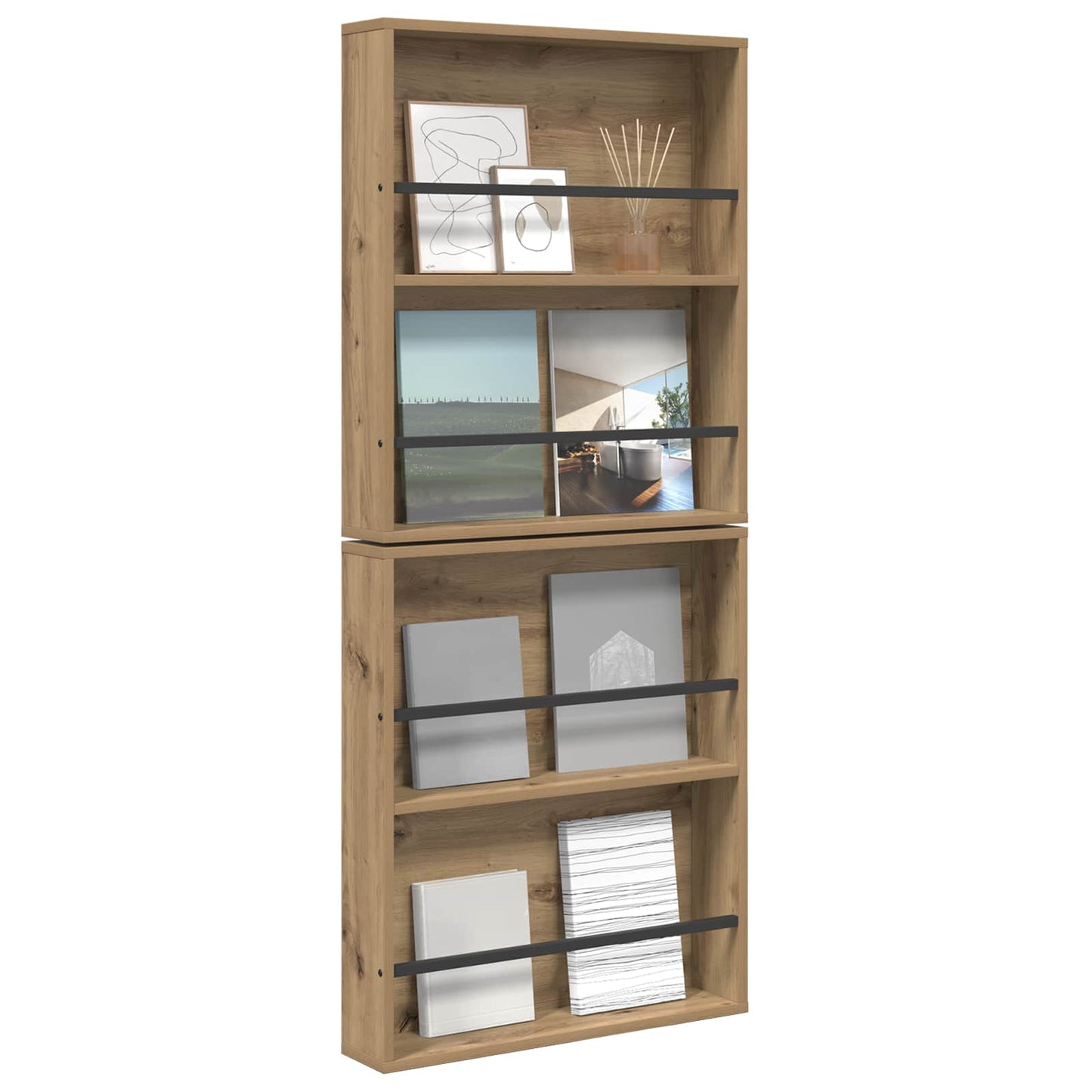 Scaffale per riviste 2 pcs Rovere artigianale 60 x 12 x 70 cm