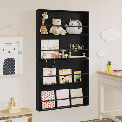 Scaffale per riviste 2 pcs Rovere Nero 80 x 12 x 70 cm