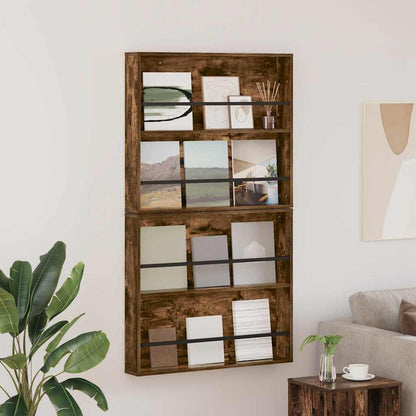 Scaffale per riviste 2 pcs Rovere fumé 80 x 12 x 70 cm