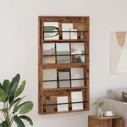 Scaffale per riviste 2 pcs Legno vecchio 80 x 12 x 70 cm