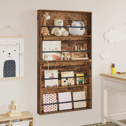 Scaffale per riviste 2 pcs Legno vecchio 80 x 12 x 70 cm