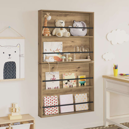 Scaffale per riviste 2 pcs Rovere artigianale 80 x 12 x 70 cm