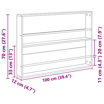 Scaffale per riviste Rovere Nero 100 x 12 x 70 cm