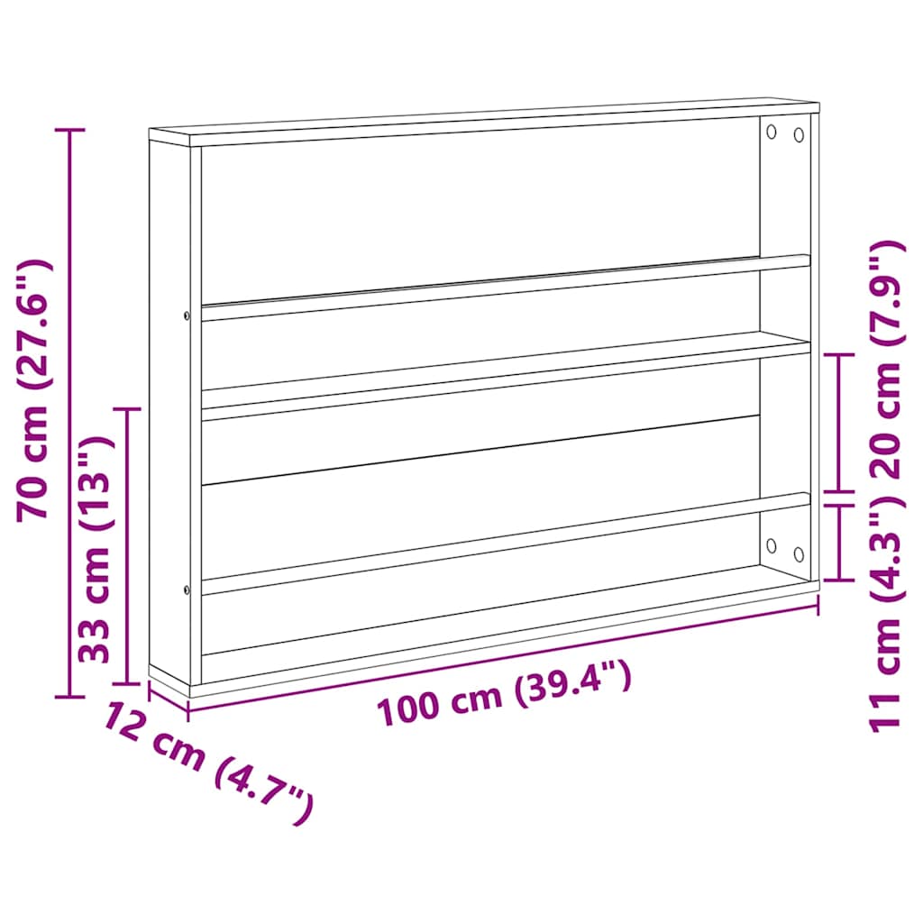 Scaffale per riviste Rovere Nero 100 x 12 x 70 cm | homemem39