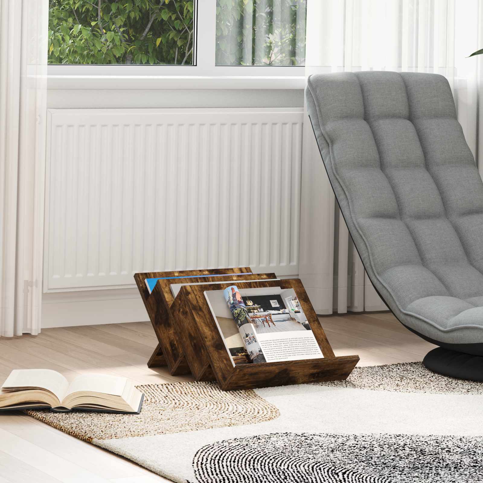 Scaffale per riviste Rovere fumé 53 x 40 x 28,5 cm | homemem39