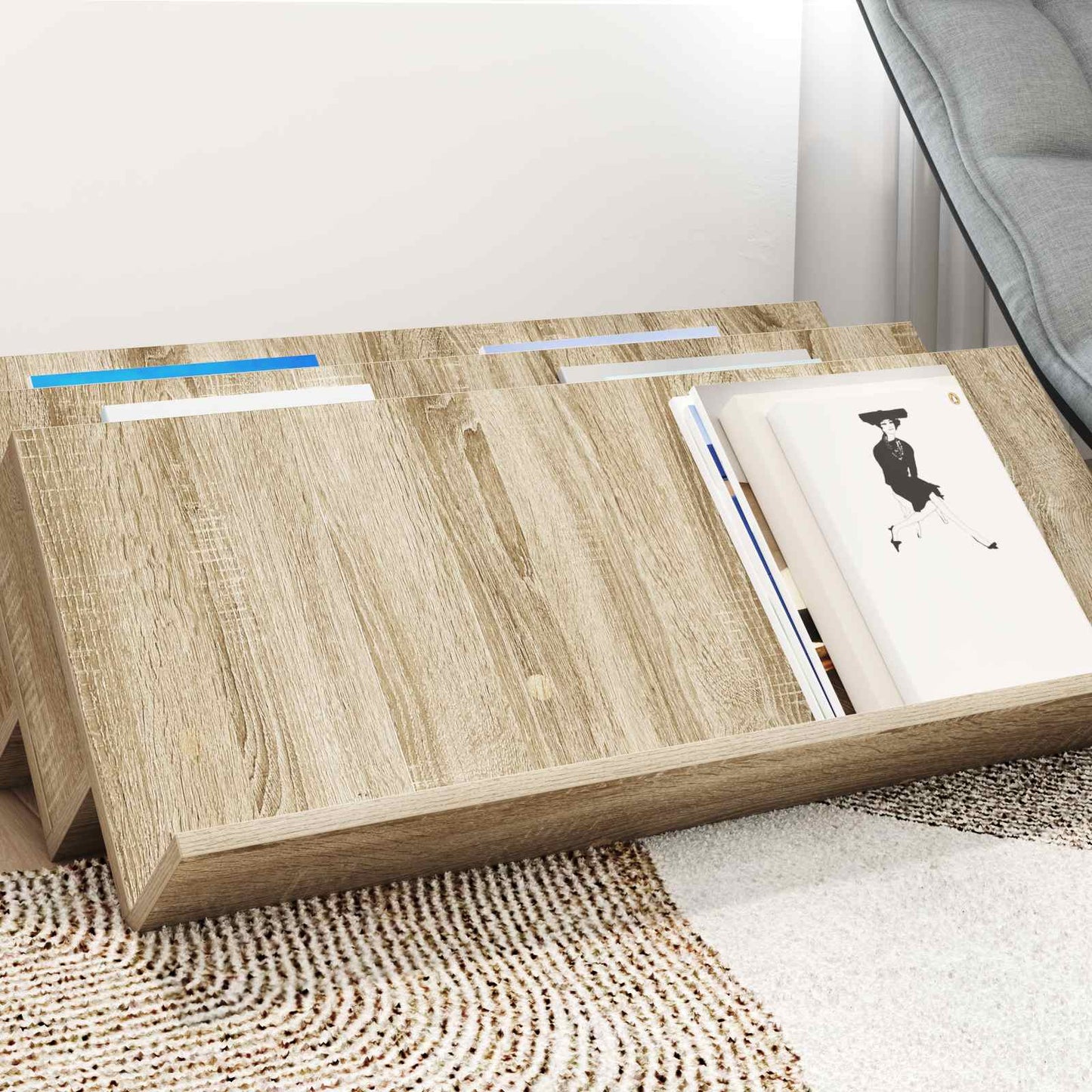 Scaffale per riviste Rovere Sonoma 90 x 53 x 28,5 cm