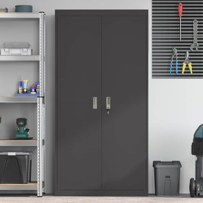 Armadio 2 pcs Nero 90 x 40 x 180 cm Acciaio laminato a freddo