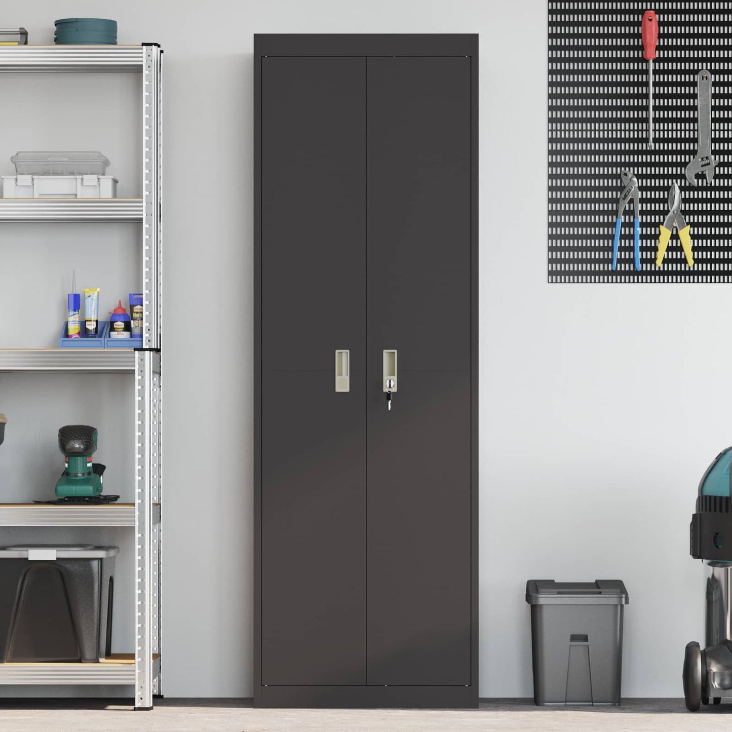 Armadio 2 pcs Nero 60 x 40 x 180 cm Acciaio laminato a freddo