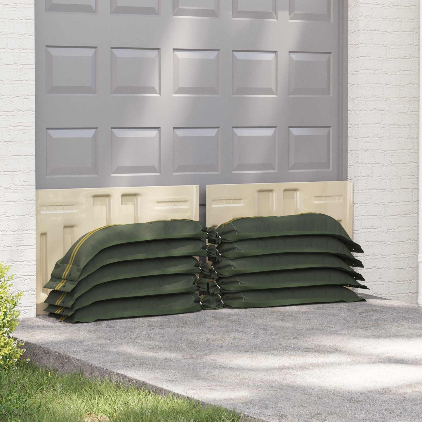 Sacchi di sabbia 10 pcs Verde Scuro 100 x 25 cm HDPE | homemem39