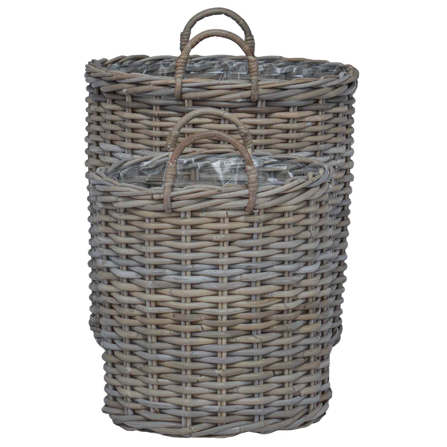 Cestino per piante con archiviazione 2 pcs Grigio Rattan Lacak | homemem39