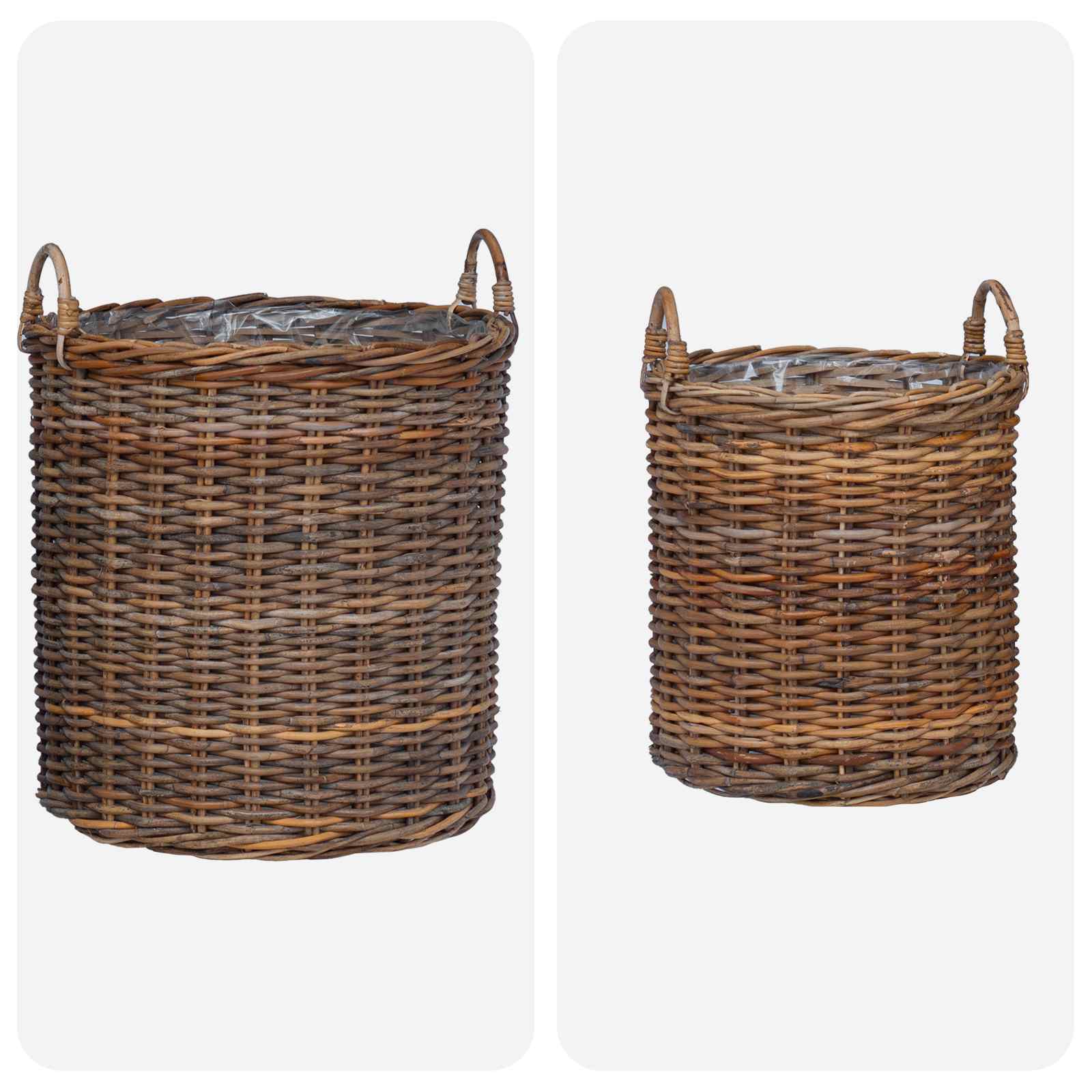 Cestino per piante con archiviazione 2 pcs Marrone Rattan Lacak | homemem39