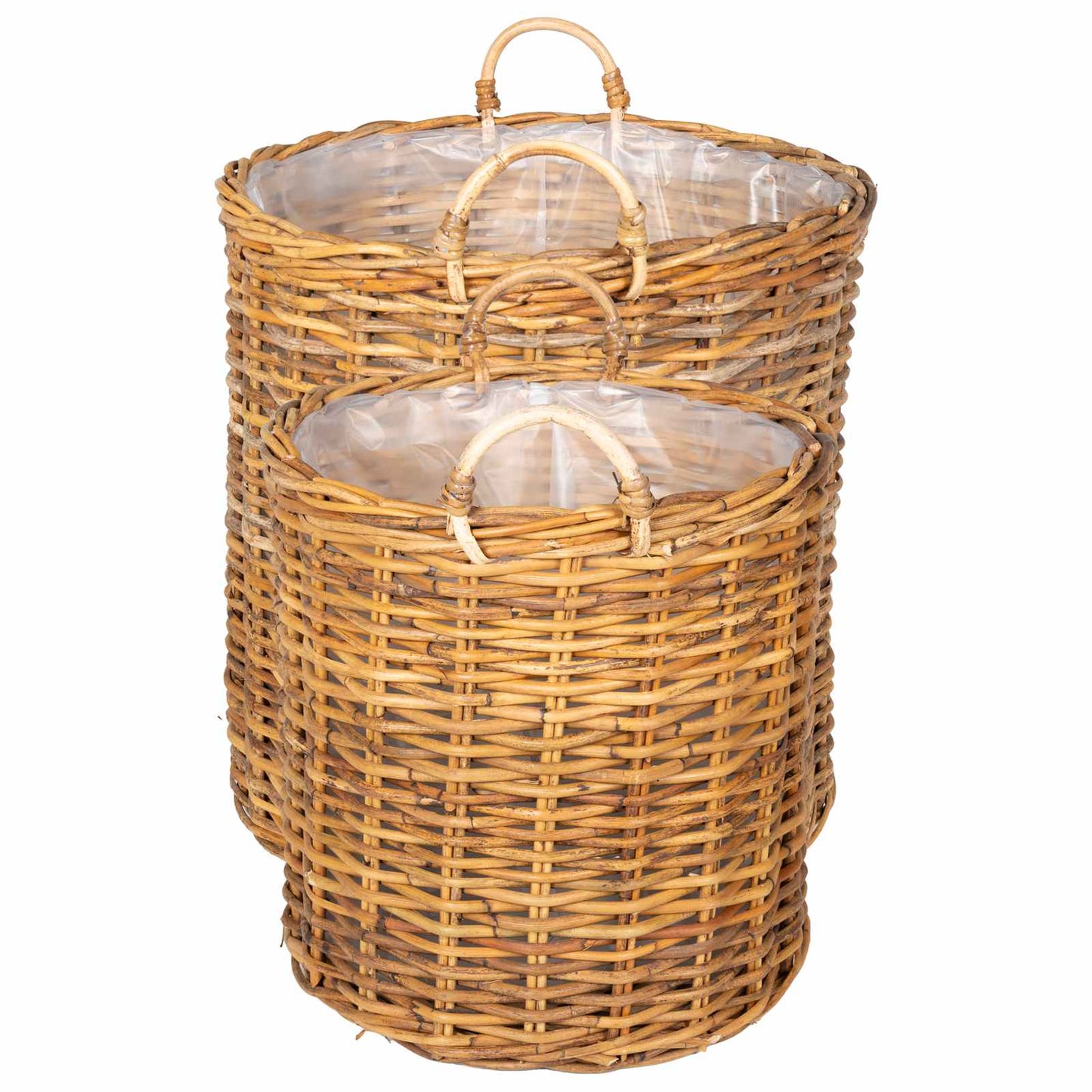 Cestino per piante 2 pz Marrone Naturale Rattan Kubu