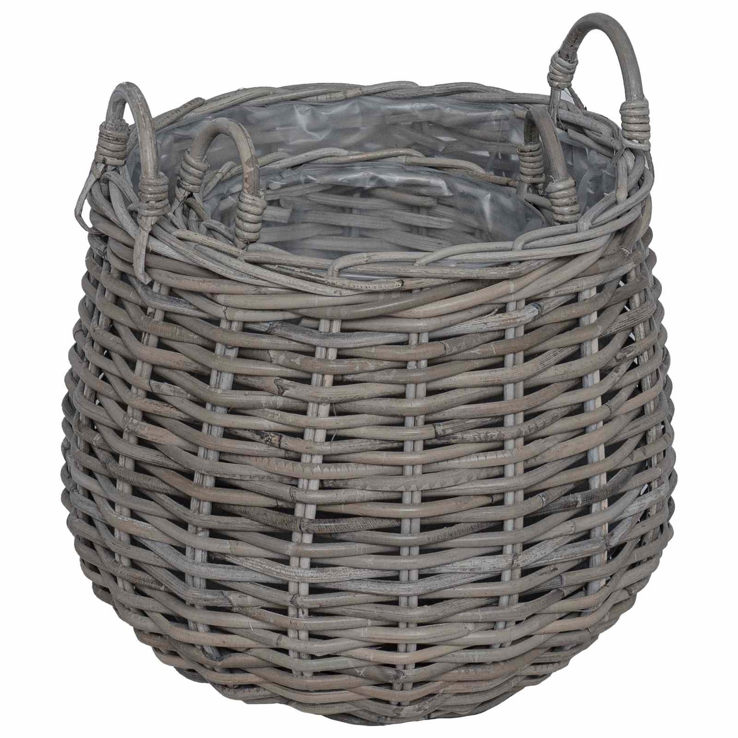 Cestino per piante con archiviazione 2 pcs Grigio Rattan Lacak | homemem39