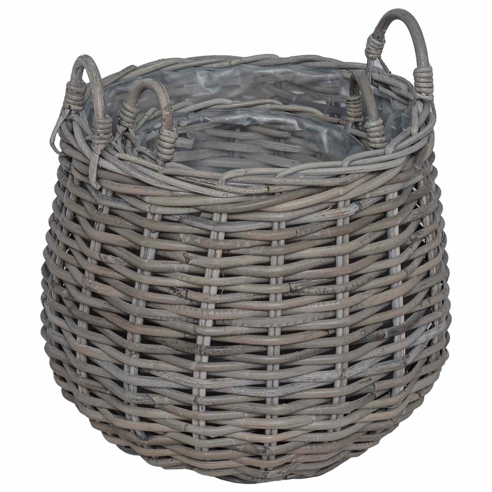 Cestino per piante con archiviazione 2 pcs Grigio Rattan Lacak | homemem39