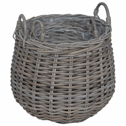 Cestino per piante con archiviazione 2 pcs Grigio Rattan Lacak | homemem39
