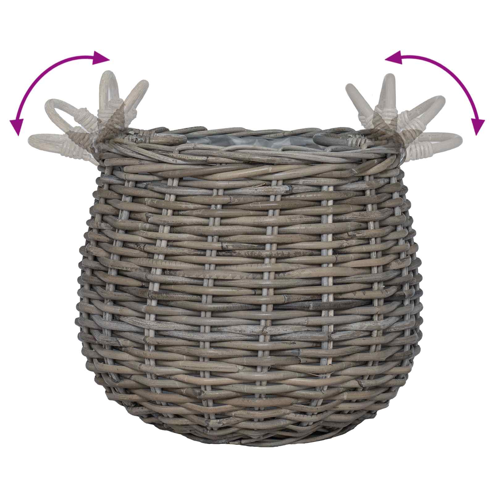 Cestino per piante con archiviazione 2 pcs Grigio Rattan Lacak | homemem39