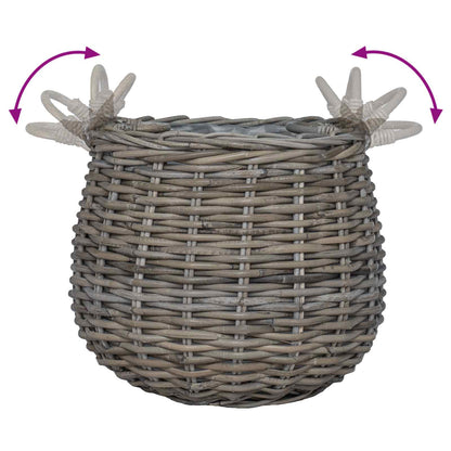 Cestino per piante con archiviazione 2 pcs Grigio Rattan Lacak | homemem39
