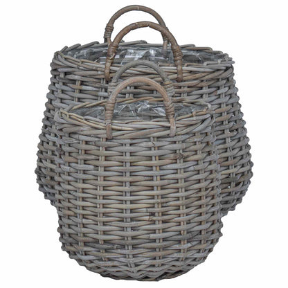 Cestino per piante con archiviazione 2 pcs Grigio Rattan Lacak | homemem39