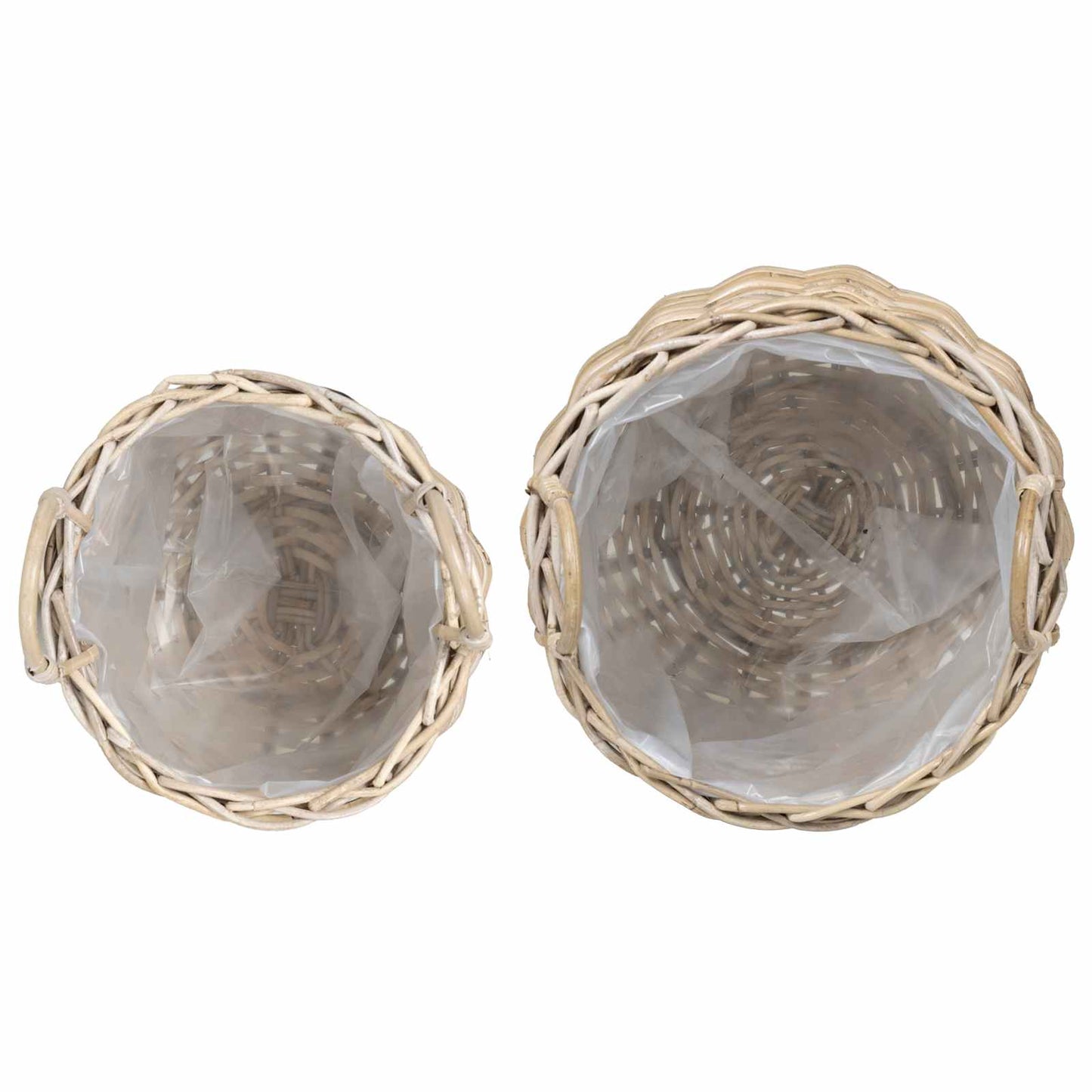 Cestino per piante 2 pz Grigio naturale Rattan Kubu