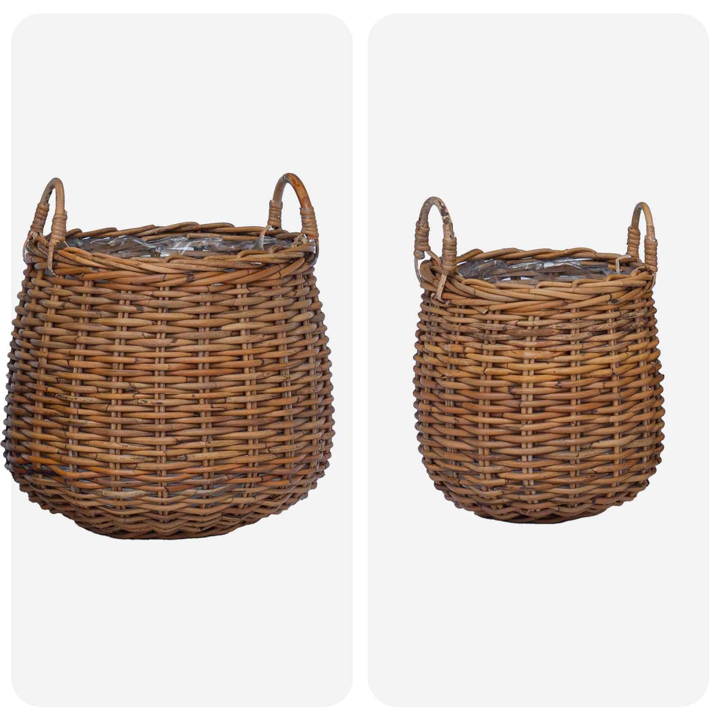 Cestino per piante con archiviazione 2 pcs Marrone Rattan Lacak | homemem39