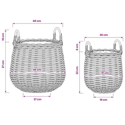Cestino per piante 2 pz Marrone Naturale Rattan Kubu