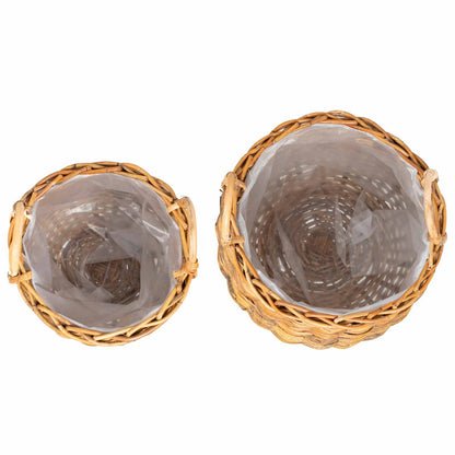 Cestino per piante 2 pz Marrone Naturale Rattan Kubu