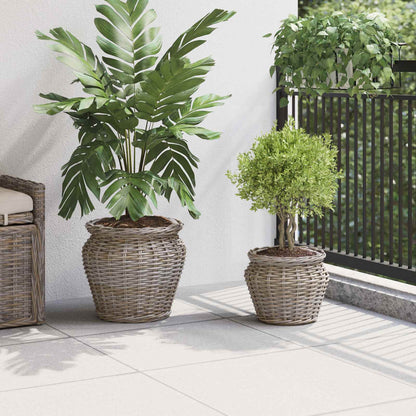 Cesto per Piante con archiviazione 2 pcs Grigio Rattan Lacak | homemem39