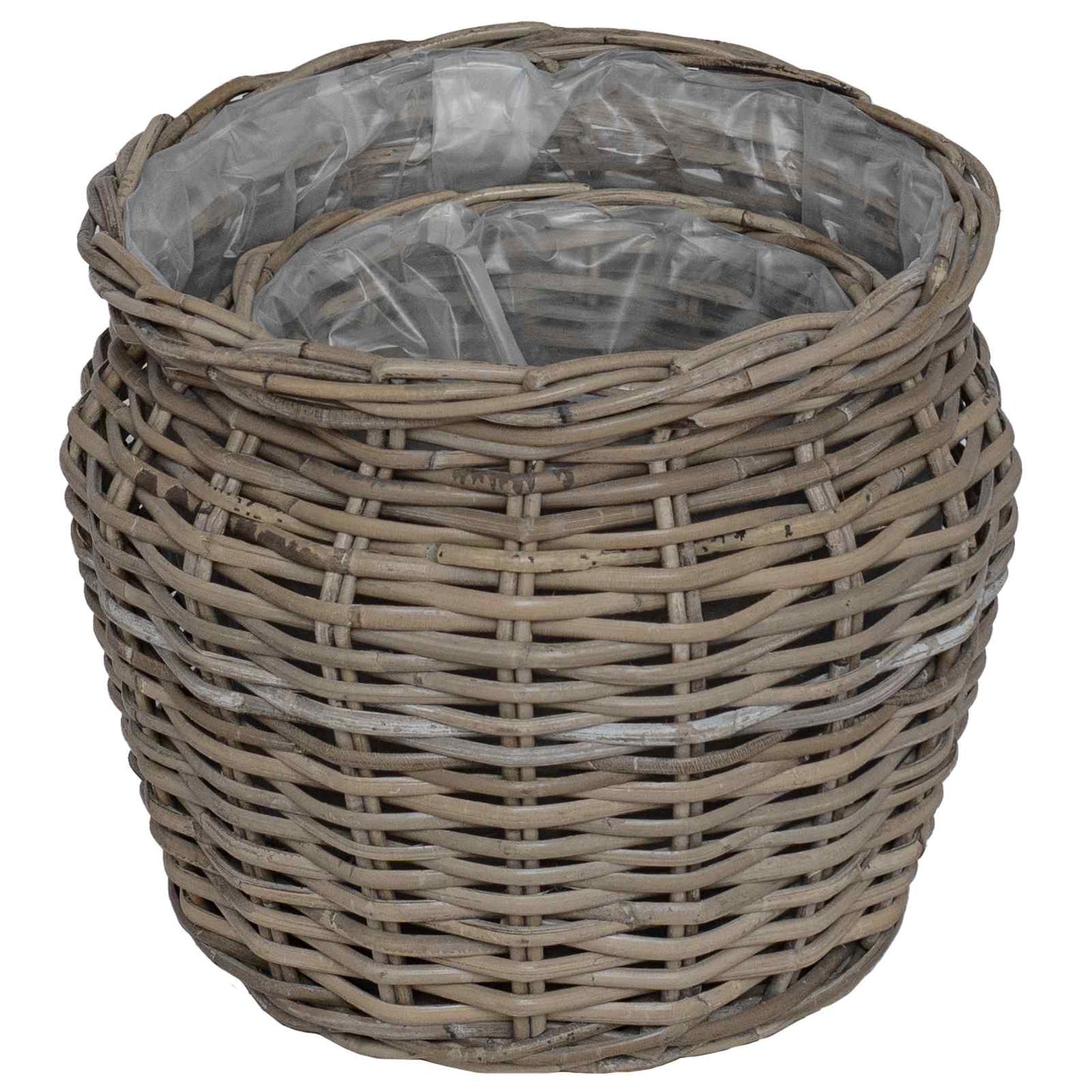 Cesto per Piante con archiviazione 2 pcs Grigio Rattan Lacak | homemem39