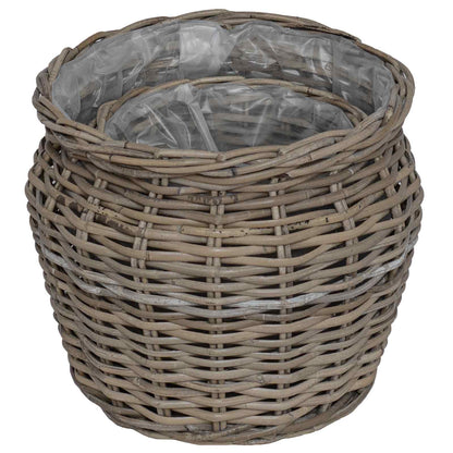 Cesto per Piante con archiviazione 2 pcs Grigio Rattan Lacak | homemem39
