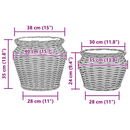 Cesto per Piante con archiviazione 2 pcs Grigio Rattan Lacak | homemem39