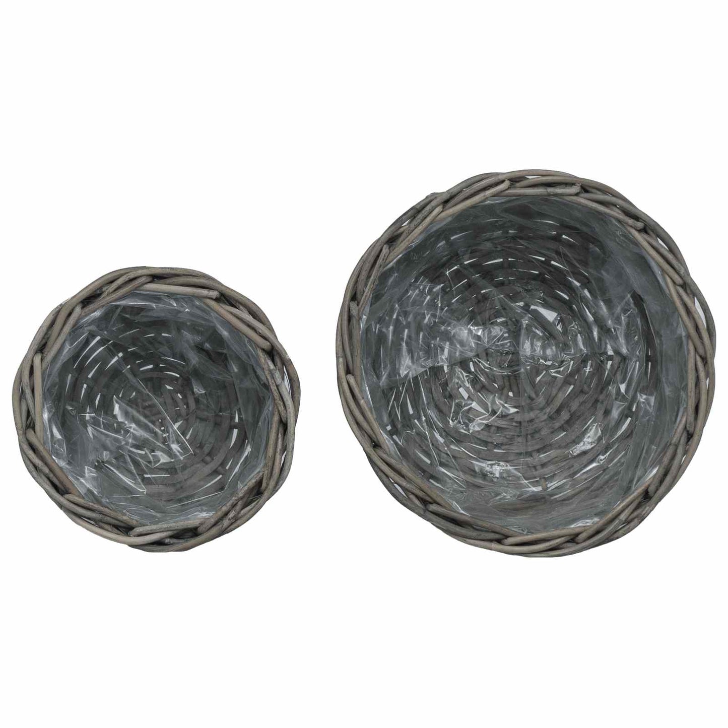 Cestino per Piante con archiviazione 2 pcs Grigio Rattan Kubu | homemem39