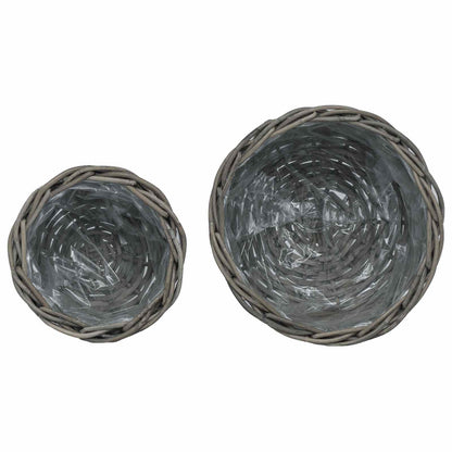 Cestino per Piante con archiviazione 2 pcs Grigio Rattan Kubu | homemem39