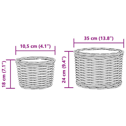 Cestino per Piante con archiviazione 2 pcs Marrone Rattan Kubu | homemem39