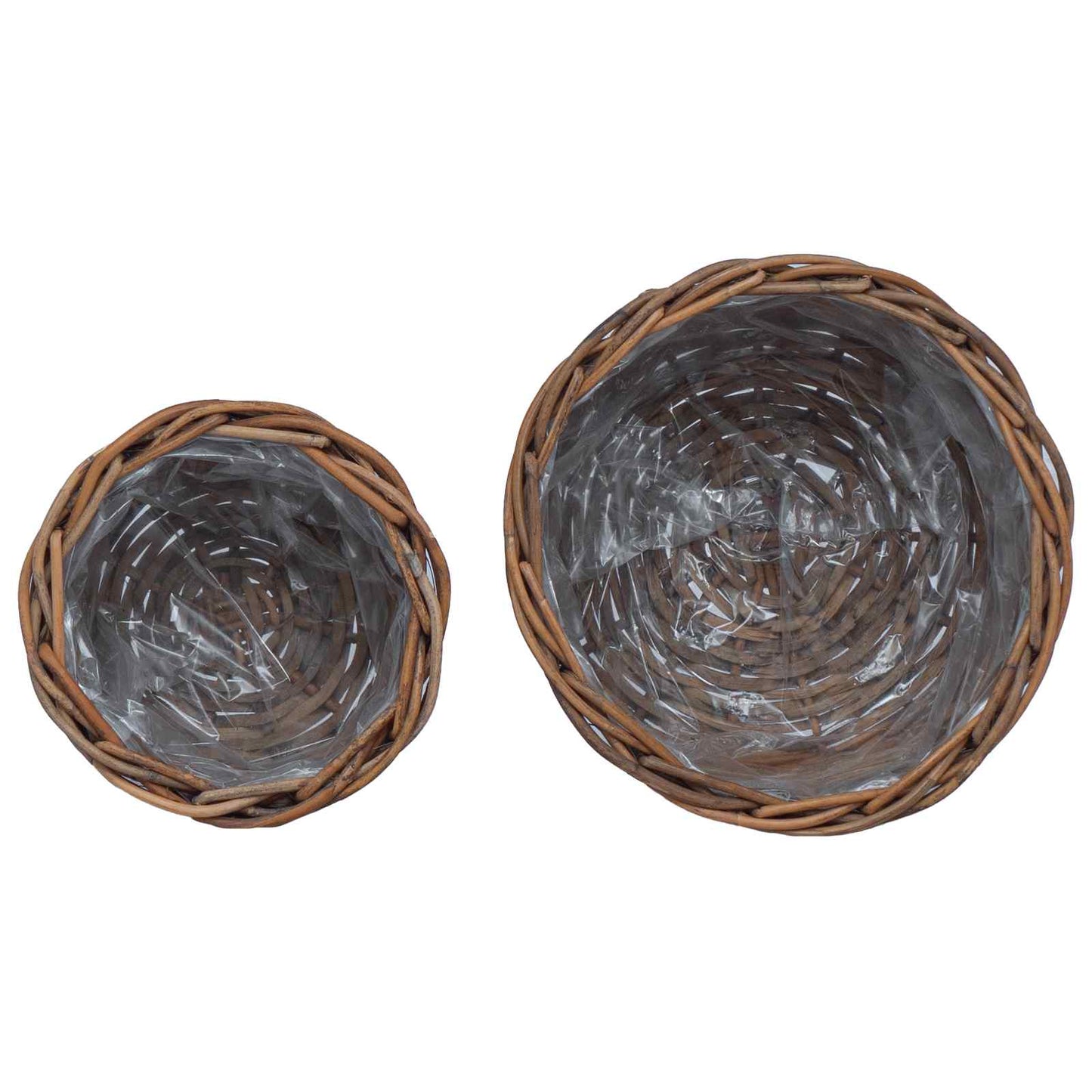 Cestino per Piante con archiviazione 2 pcs Marrone Rattan Kubu | homemem39
