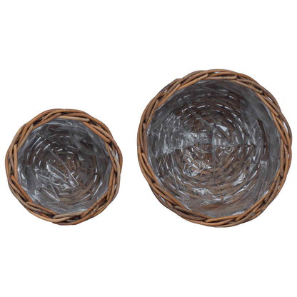 Cestino per Piante con archiviazione 2 pcs Marrone Rattan Kubu | homemem39