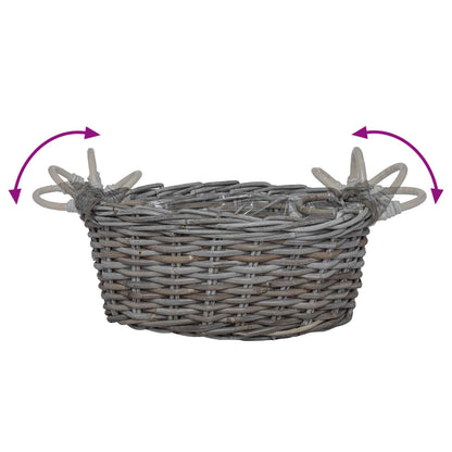 Cesto per Piante con archiviazione 2 pcs Grigio Rattan Lacak | homemem39