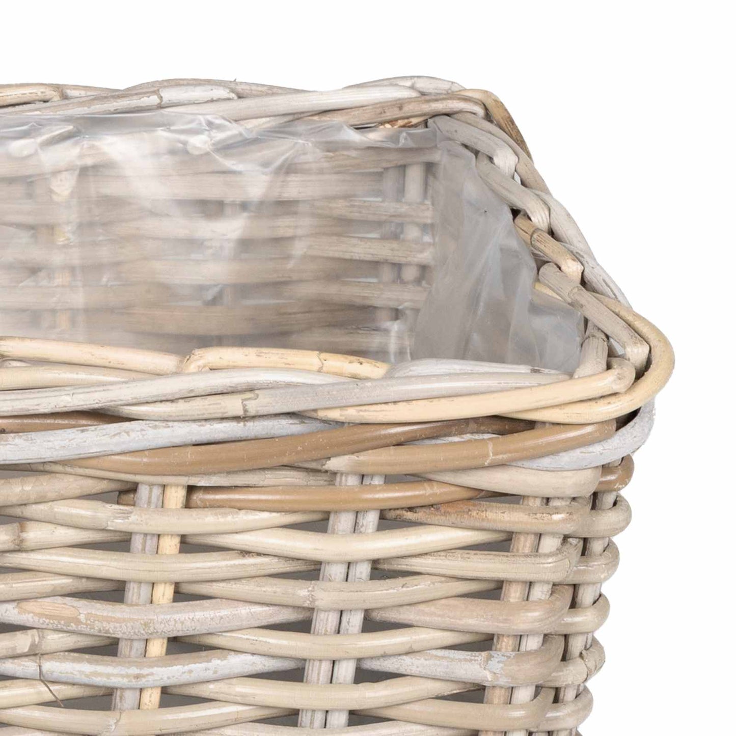 Cestino da Vaso 3 pz Grigio naturale Rattan Kubu