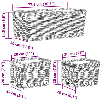 Cestino da Vaso con archiviazione 3 pcs Grigio Rattan Kubu | homemem39