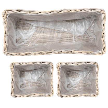 Cestino da Vaso 3 pz Grigio naturale Rattan Kubu